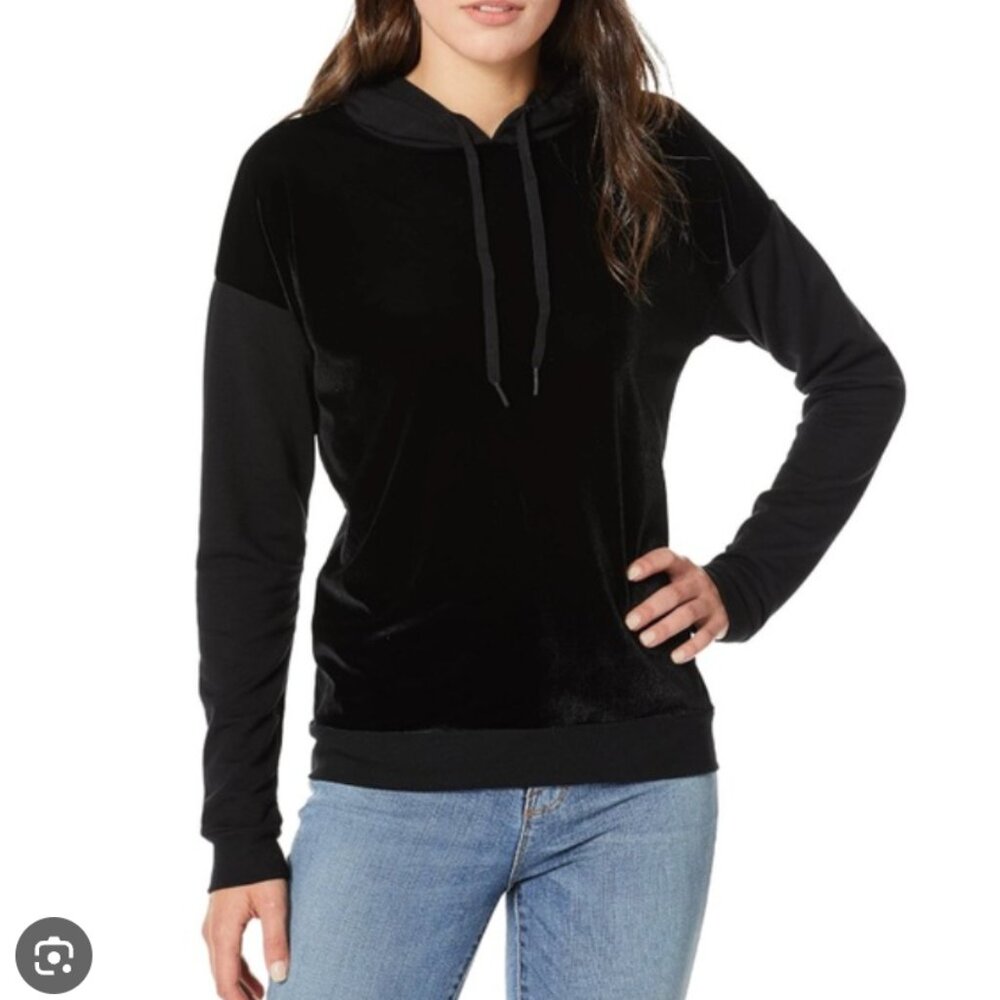 Beyond‎ Yoga Black Cozy Fleece Velvet Motion Shine On Hoodie